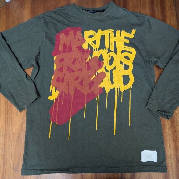 Vtg Y2K Marithe Francois Girbaud Mens 3XL Graffiti Spell Out Green Shirt Distrd - Picture 2 of 16